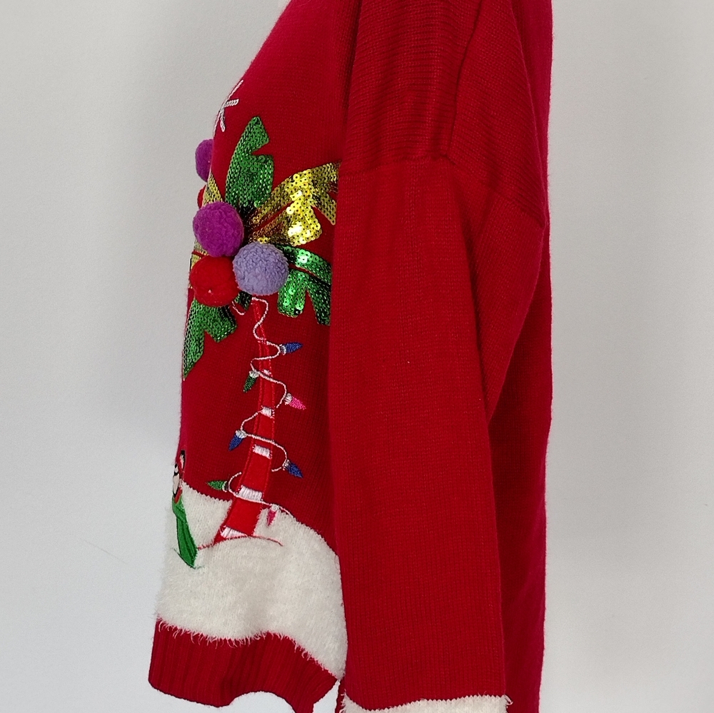 Hooked Up by IOT's Beach Santa Ugly Christmas Sweater. Size XL - Picture 9 of 13